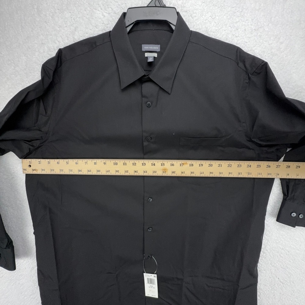 Van Heusen Men 2XL Regular Fit Wrinkle Free Shirt Black 18 34/35‎ Long Sleeve - Picture 4 of 8